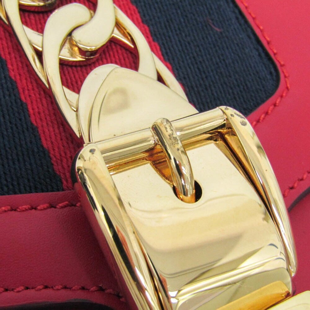 GUCCI Authentic Red Leather Sylvie Shoulder Bag - Picture 8 of 14